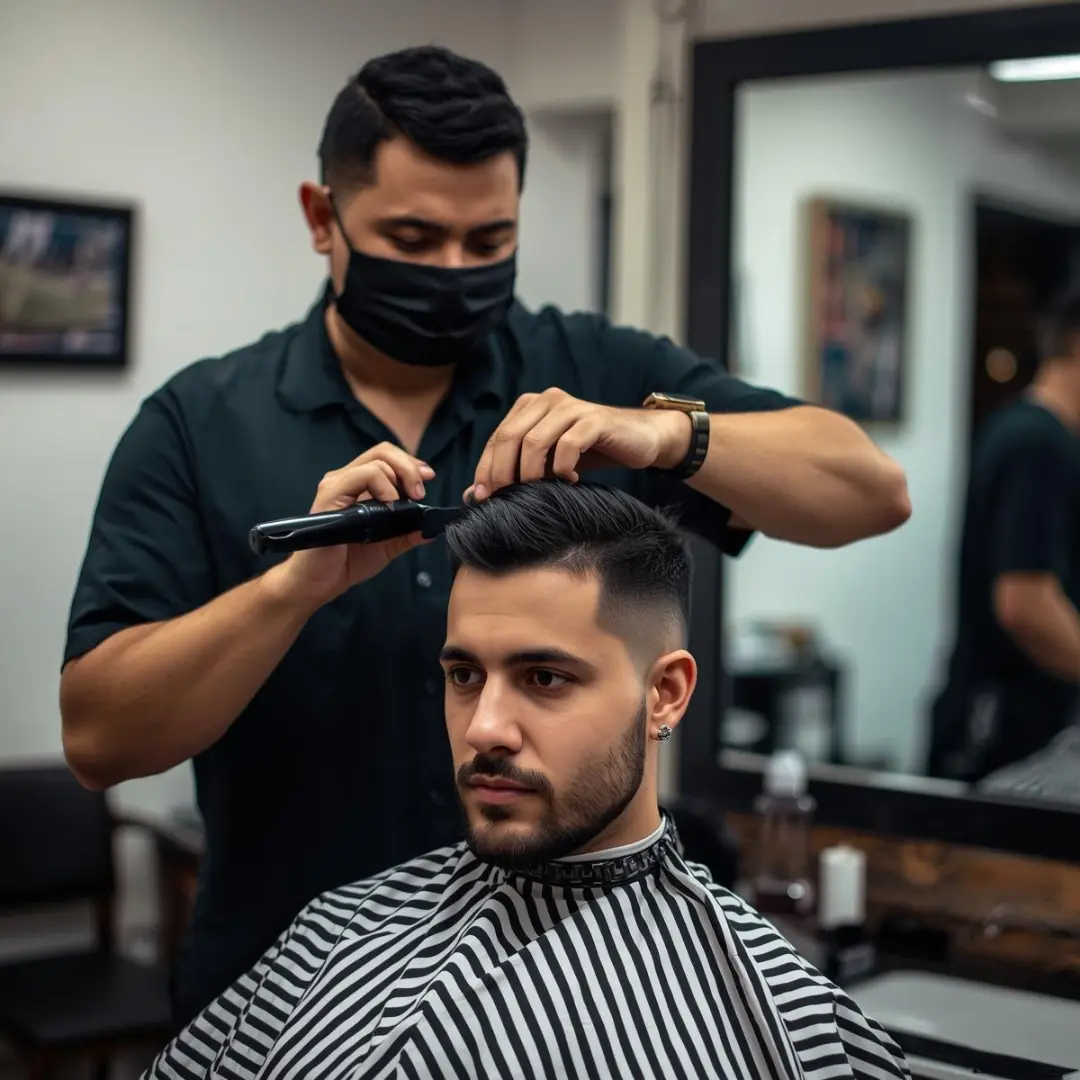 Barber schneidet einem Kunden die Haare